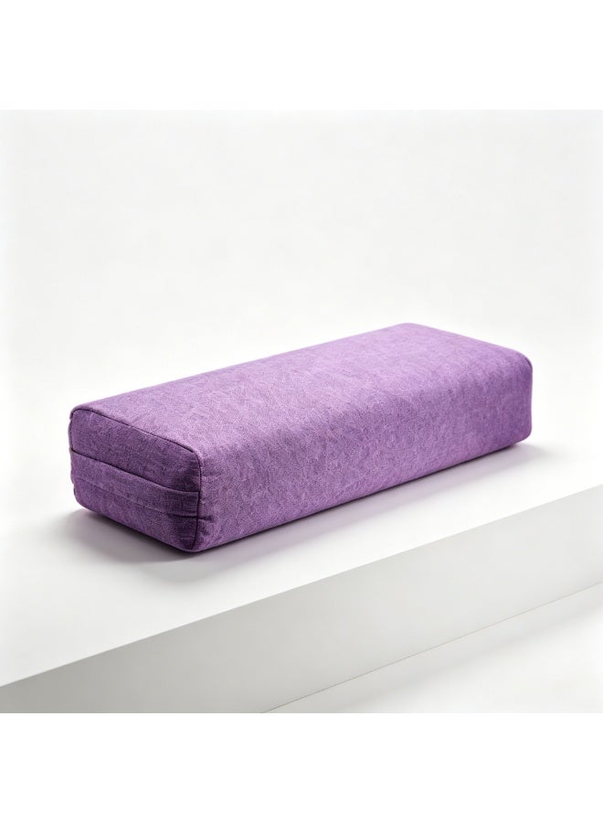Purple Yoga Bolster Pillow 1 Pack - Portable Rectangular Meditation Cushion | Yoga Block with Detachable Linen Cover | Washable Yoga Pillow | Yoga Accessories for Restorative Yoga & Long Meditation - Image 1