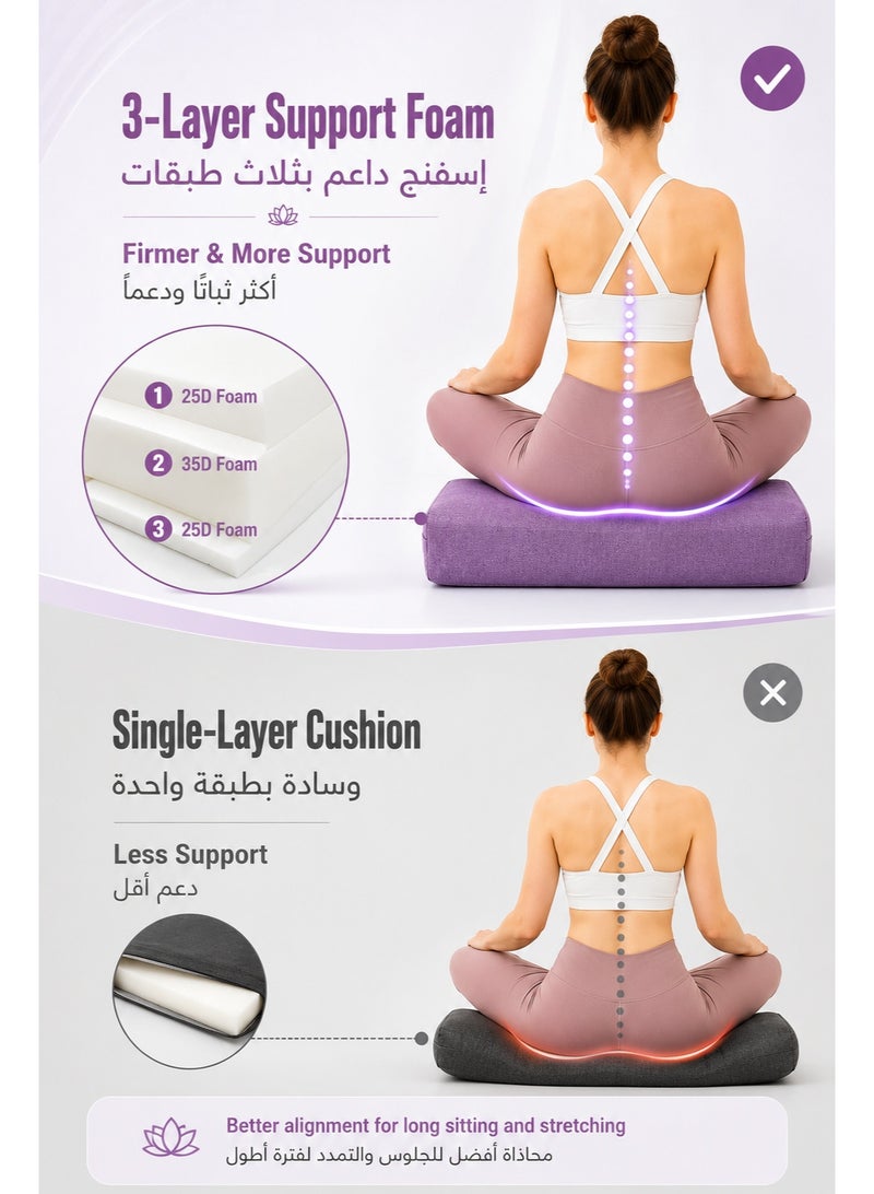 ASIV Purple Yoga Bolster Pillow 1 Pack - Portable Rectangular Meditation Cushion | Yoga Block with Detachable Linen Cover | Washable Yoga Pillow | Yoga Accessories for Restorative Yoga & Long Meditation - Image 5