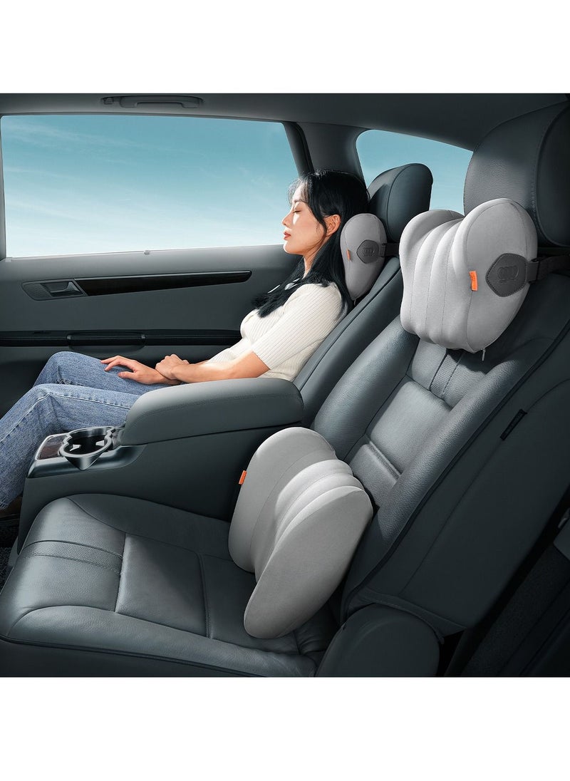 Baseus - Lumbar Support Pillow For Office Chair and Car Seat, Perfectly Balanced Memory Foam , Versatile Use Lower Back Cushion - Grey - Image 1