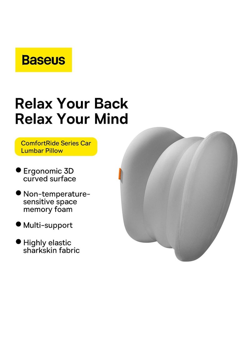 Baseus - Lumbar Support Pillow For Office Chair and Car Seat, Perfectly Balanced Memory Foam , Versatile Use Lower Back Cushion - Grey - Image 1