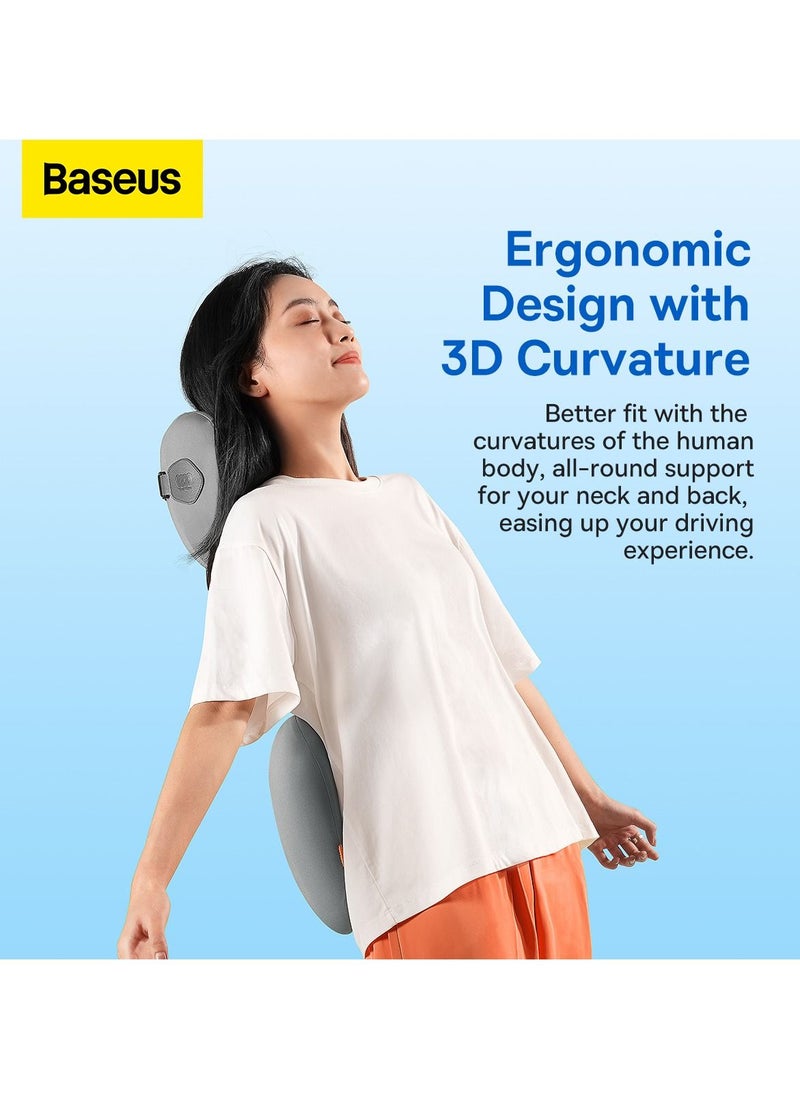 Baseus - Lumbar Support Pillow For Office Chair and Car Seat, Perfectly Balanced Memory Foam , Versatile Use Lower Back Cushion - Grey - Image 1