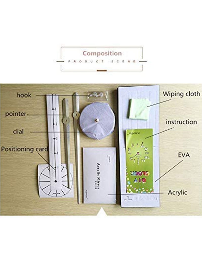 إسكدنيا ساعة حائط بملصقات أكريليك ثلاثية الأبعاد بدون إطار مع أرقام رومانية، ديكور منزلي حديث، حركة صامتة - أسود - Image 3