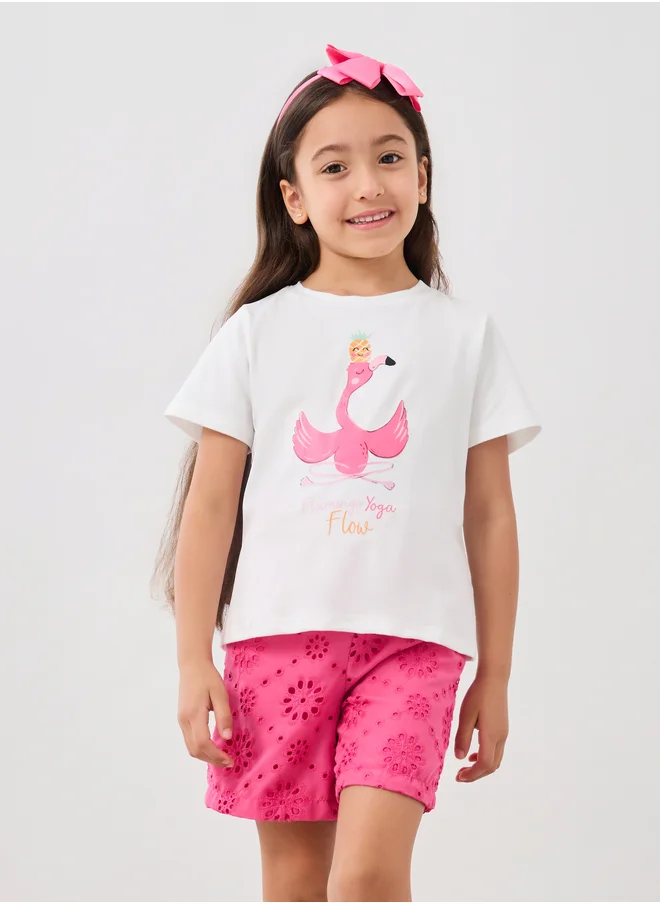 Styli Styli Graphic Print Round Neck T-Shirt and Shorts Set