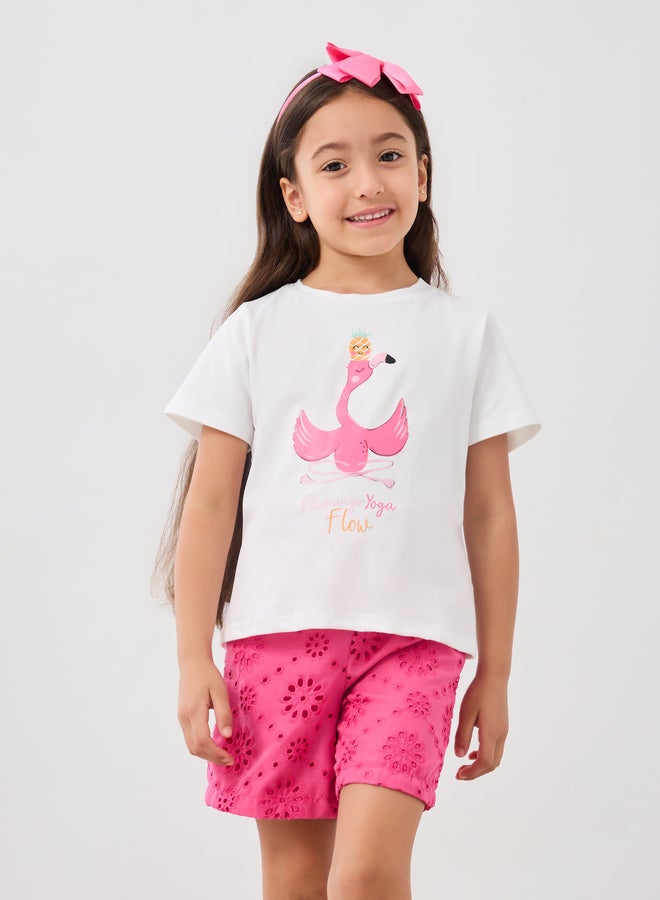 Styli Graphic Print Round Neck T-Shirt and Shorts Set - Image 2