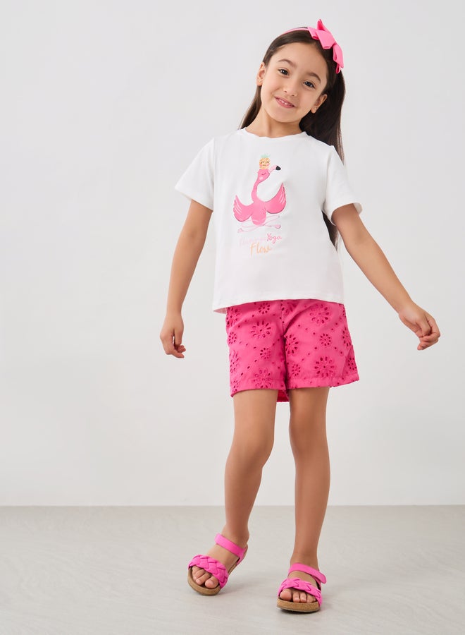Styli Graphic Print Round Neck T-Shirt and Shorts Set - Image 1