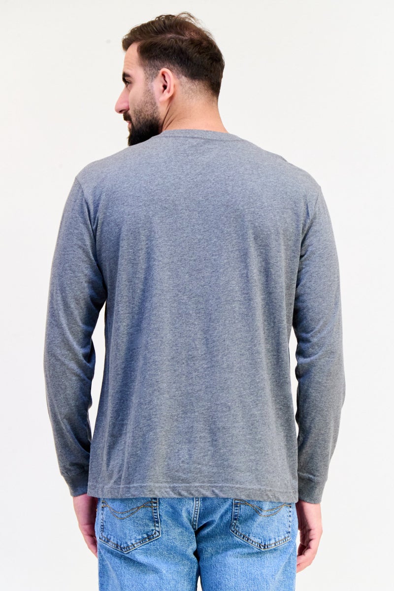 GAP Men Crew Neck Long Sleeves Heather T-shirt, Grey - Image 4
