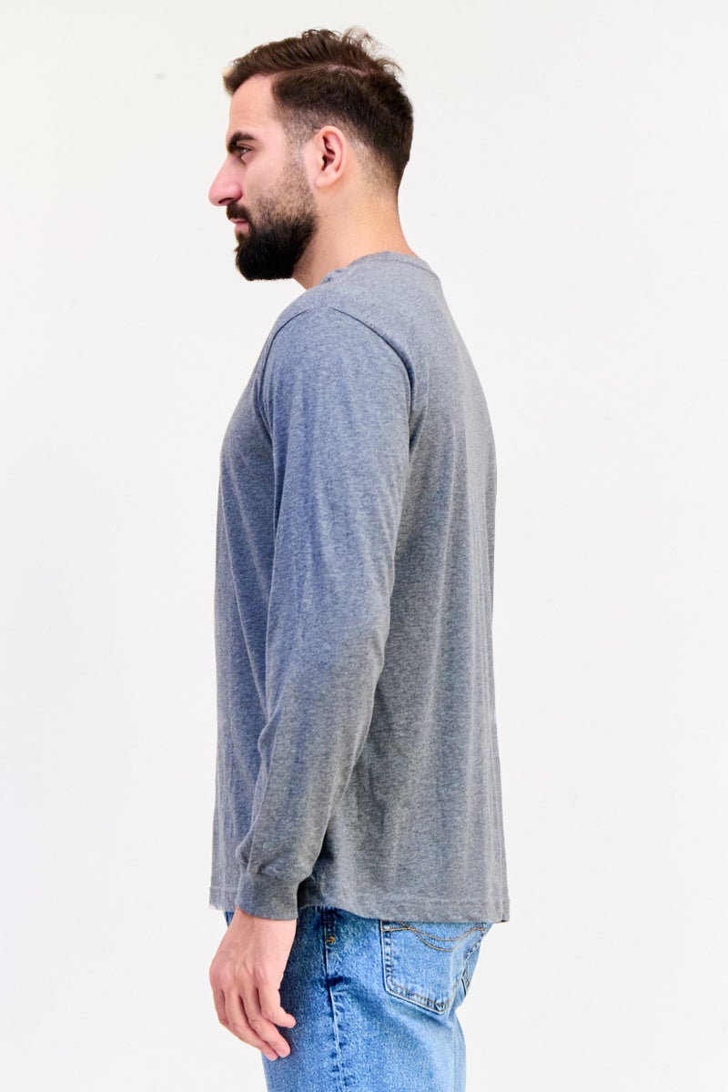 GAP Men Crew Neck Long Sleeves Heather T-shirt, Grey - Image 2