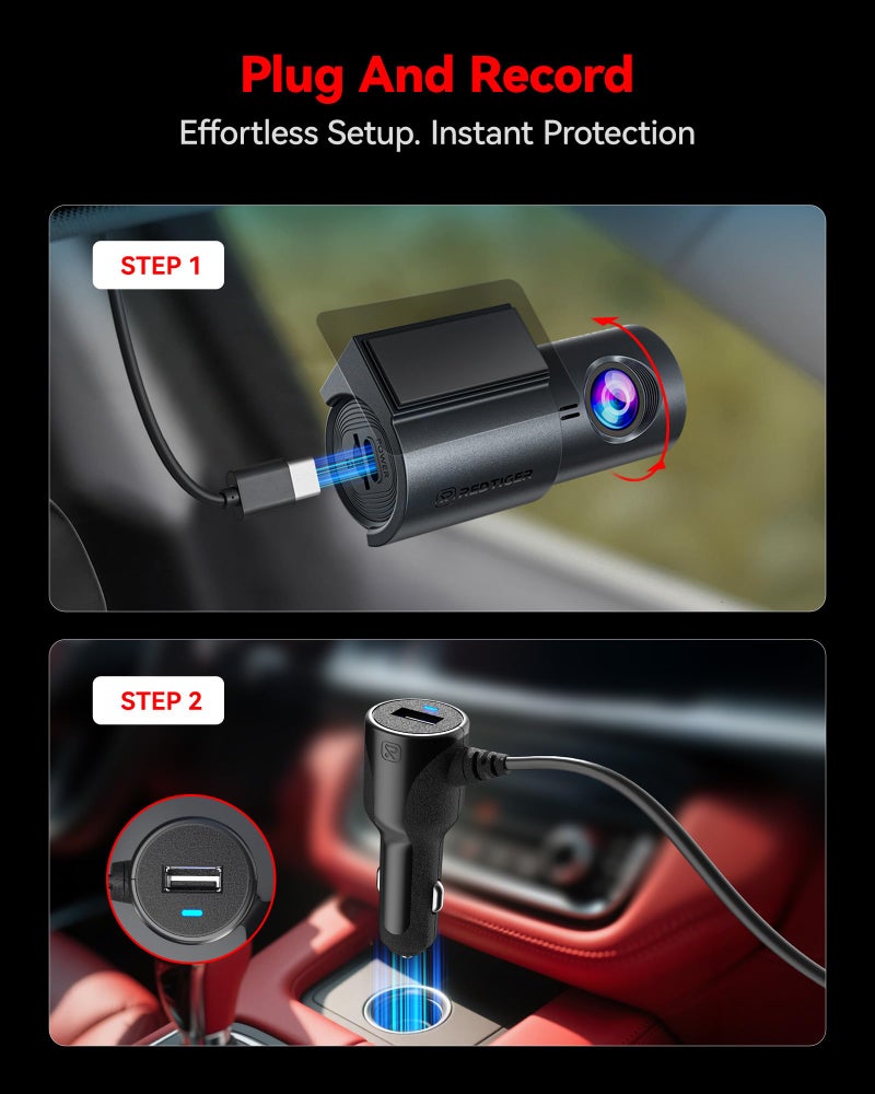 REDTIGER F11 4K Mini Car Dash Cam Front with WiFi, Night View, WDR, Loop Recording, 24H Parking Mode, Easy Installation, 32GB Card Included, Supports 256GB Max - Image 5