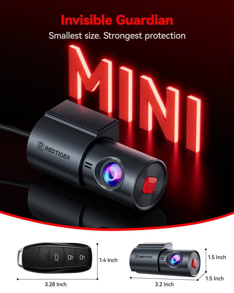 REDTIGER F11 4K Mini Car Dash Cam Front with WiFi, Night View, WDR, Loop Recording, 24H Parking Mode, Easy Installation, 32GB Card Included, Supports 256GB Max - Image 2