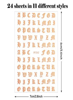 Maitys 24 Sheets Holographic Letter Nail Art Stickers Old English Alphabet Nail Decals Adhesive Letter 3D Nail Art Stickers For Women Girls  Nail Decoration Manicure  - Image 2