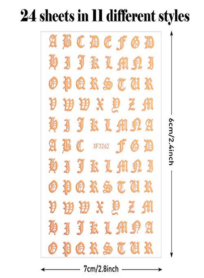 Maitys 24 Sheets Holographic Letter Nail Art Stickers Old English Alphabet Nail Decals Adhesive Letter 3D Nail Art Stickers For Women Girls  Nail Decoration Manicure - Image 2