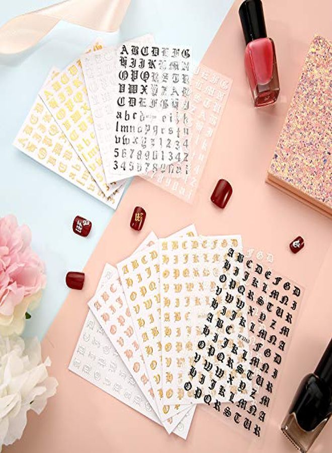 Maitys 24 Sheets Holographic Letter Nail Art Stickers Old English Alphabet Nail Decals Adhesive Letter 3D Nail Art Stickers For Women Girls  Nail Decoration Manicure - Image 3