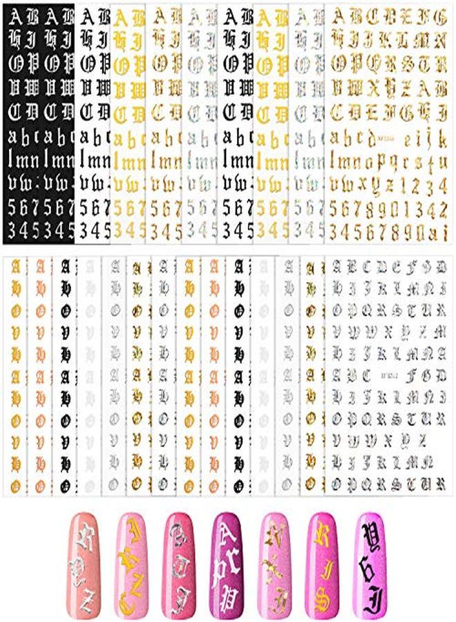 Maitys 24 Sheets Holographic Letter Nail Art Stickers Old English Alphabet Nail Decals Adhesive Letter 3D Nail Art Stickers For Women Girls  Nail Decoration Manicure - Image 1