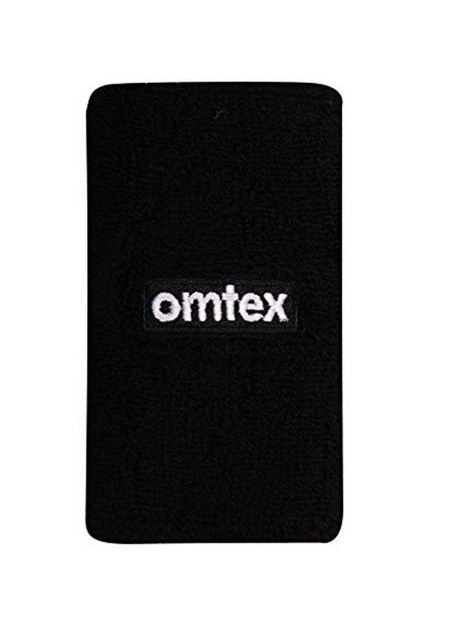 omtex Sweat band wrist band / wrist support for gym, cricket, running and sports activities 5 inches (Black) - Image 1