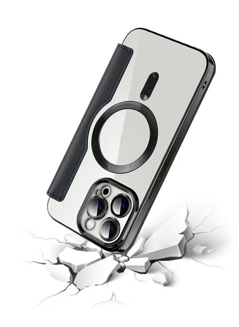 X-level - iPhone 14 Pro Max Case Cover Wallet Compatible With Magsafe Magnetic Shockproof Translucent Back Slim Full Camera Len Screen Protective Flip Protector With Card Slot Leather Cover For 14 Pro Max - Image 1