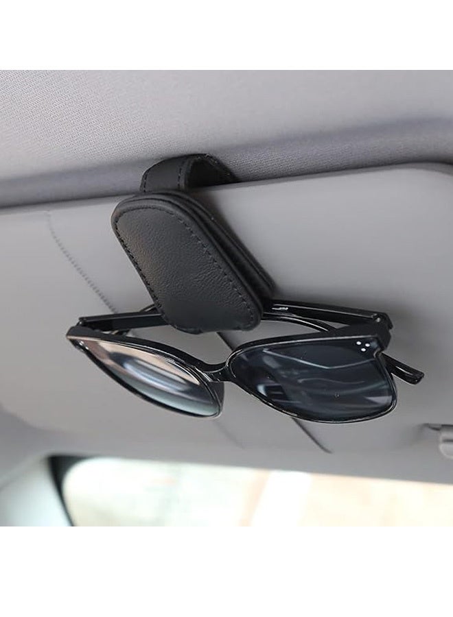 Generic Sunglasses Holders for Car Sun Visor, Magnetic Leather Glasses Eyeglass Hanger Clip for Car, Ticket Business Card Clip Eyeglasses Mount Car Visor Accessories  - Image 1