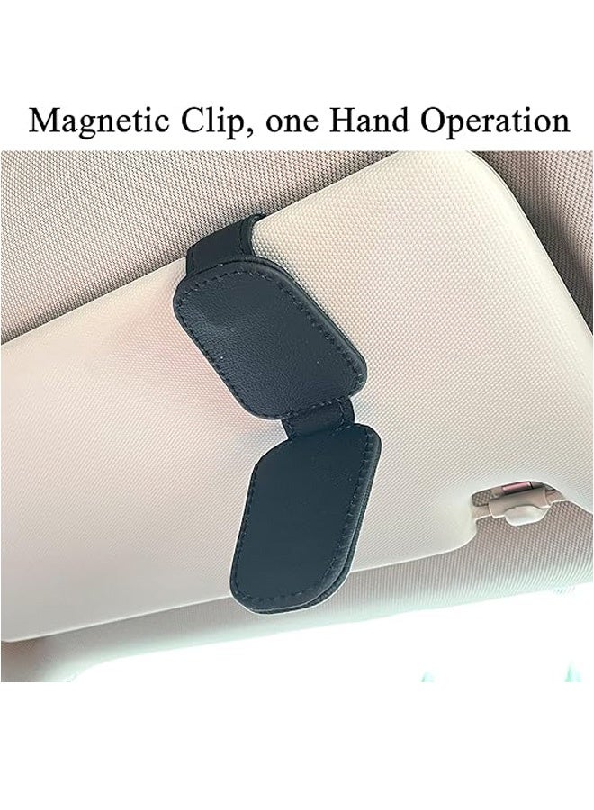 Generic Sunglasses Holders for Car Sun Visor, Magnetic Leather Glasses Eyeglass Hanger Clip for Car, Ticket Business Card Clip Eyeglasses Mount Car Visor Accessories  - Image 5