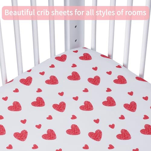 GUNTAIL Baby Crib Sheets for Boys Girls, 2 Pack Fitted Crib Sheet for Standard Crib and Toddler Mattress, Soft Microfiber Baby Sheet 52x28x8in. (Love & Pink) - Image 4