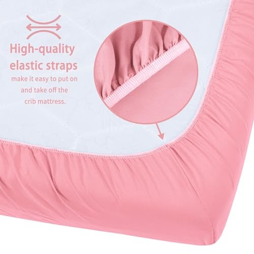 GUNTAIL Baby Crib Sheets for Boys Girls, 2 Pack Fitted Crib Sheet for Standard Crib and Toddler Mattress, Soft Microfiber Baby Sheet 52x28x8in. (Love & Pink) - Image 5