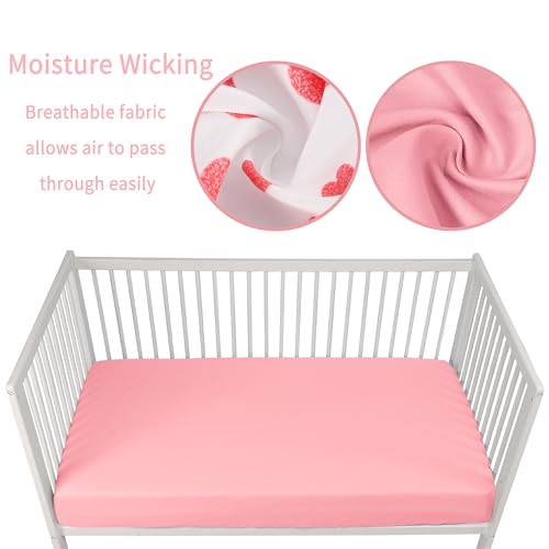 GUNTAIL Baby Crib Sheets for Boys Girls, 2 Pack Fitted Crib Sheet for Standard Crib and Toddler Mattress, Soft Microfiber Baby Sheet 52x28x8in. (Love & Pink) - Image 2