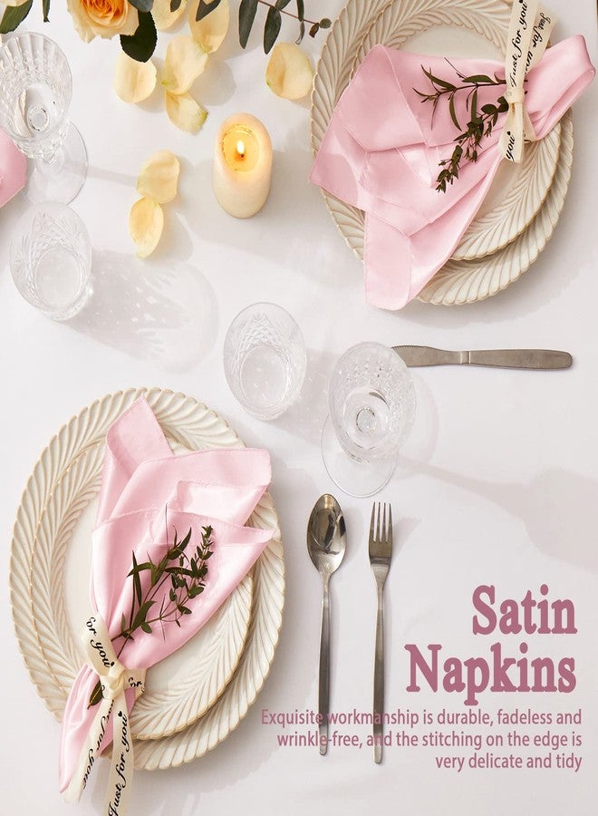 Cobedzy 12 Pack Satin Table Cloth Napkins, 17x17 Inch Blush Pink Silky Wedding Napkins Cloth Washable, Luxury Dining Table Cloth Napkins Set for Birthday Holiday Party Dinner Restaurant - Image 4