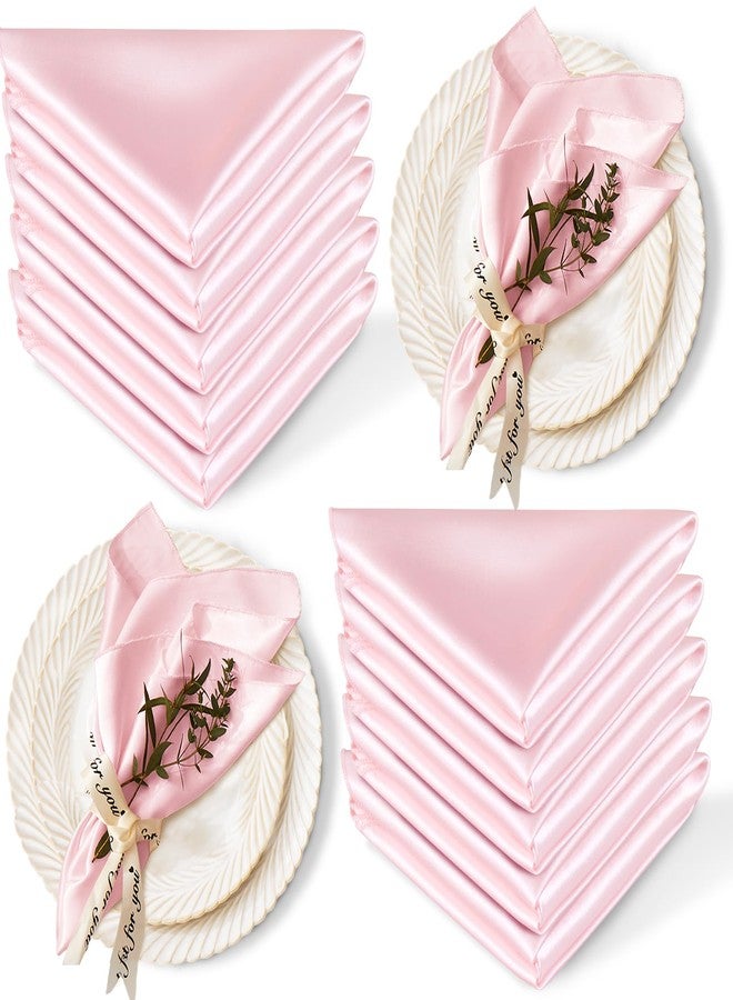 Cobedzy 12 Pack Satin Table Cloth Napkins, 17x17 Inch Blush Pink Silky Wedding Napkins Cloth Washable, Luxury Dining Table Cloth Napkins Set for Birthday Holiday Party Dinner Restaurant - Image 1
