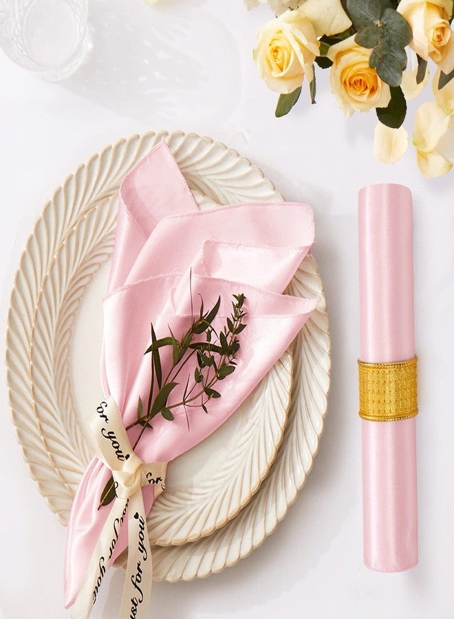 Cobedzy 12 Pack Satin Table Cloth Napkins, 17x17 Inch Blush Pink Silky Wedding Napkins Cloth Washable, Luxury Dining Table Cloth Napkins Set for Birthday Holiday Party Dinner Restaurant - Image 5