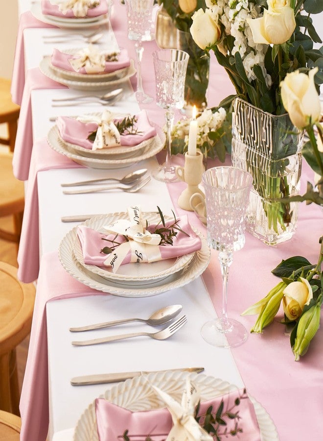 Cobedzy 12 Pack Satin Table Cloth Napkins, 17x17 Inch Blush Pink Silky Wedding Napkins Cloth Washable, Luxury Dining Table Cloth Napkins Set for Birthday Holiday Party Dinner Restaurant - Image 3
