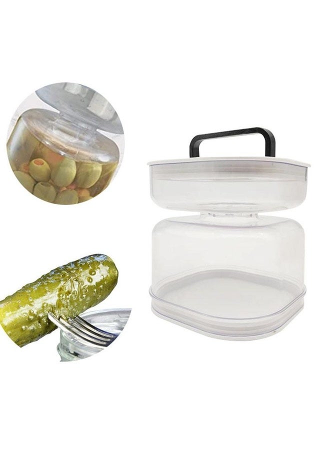 HuHa Kitchen Wet And Dry Separate Pickle Jar Plastic Wet And Dry Dispenser Hourglass Can, Style: Round Extension With Fork - Image 4