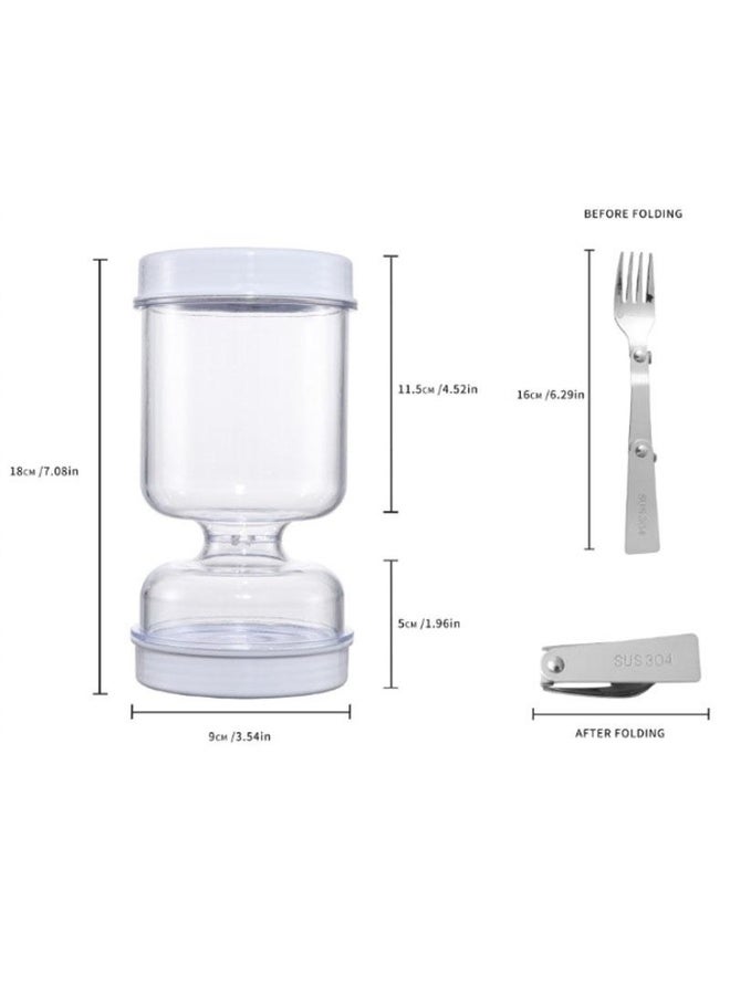 HuHa Kitchen Wet And Dry Separate Pickle Jar Plastic Wet And Dry Dispenser Hourglass Can, Style: Round Extension With Fork - Image 2