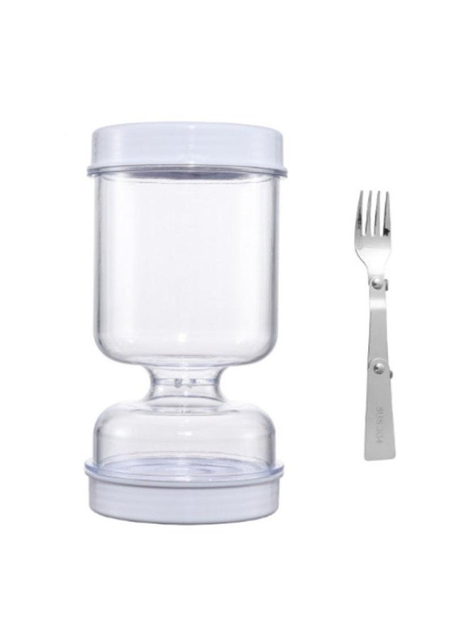 HuHa Kitchen Wet And Dry Separate Pickle Jar Plastic Wet And Dry Dispenser Hourglass Can, Style: Round Extension With Fork - Image 1