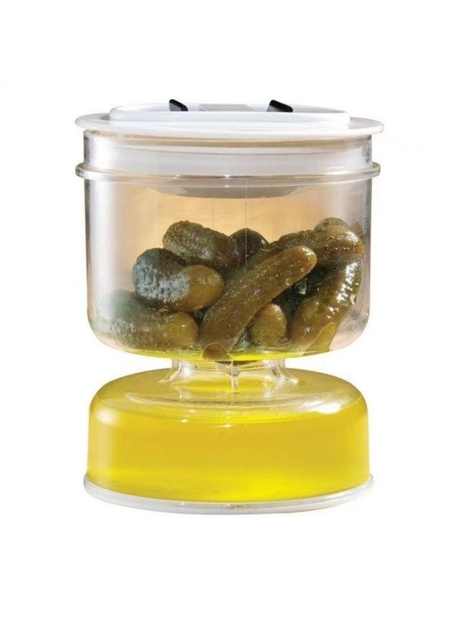 HuHa Kitchen Wet And Dry Separate Pickle Jar Plastic Wet And Dry Dispenser Hourglass Can, Style: Round Extension With Fork - Image 3