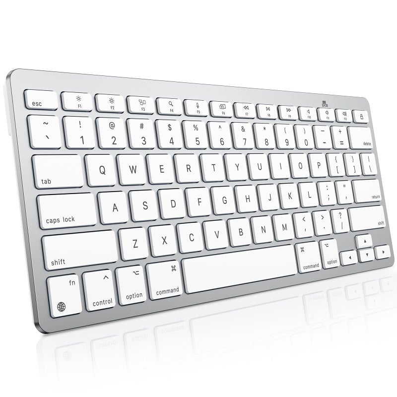 OMOTON Wireless Keyboard for Mac, Keyboard for Mac, Stable Bluetooth & Ultra-Slim Portable, Ergonomic Design, Compatible with MacBook Pro/Air/iMac, Silverwhite - Image 1