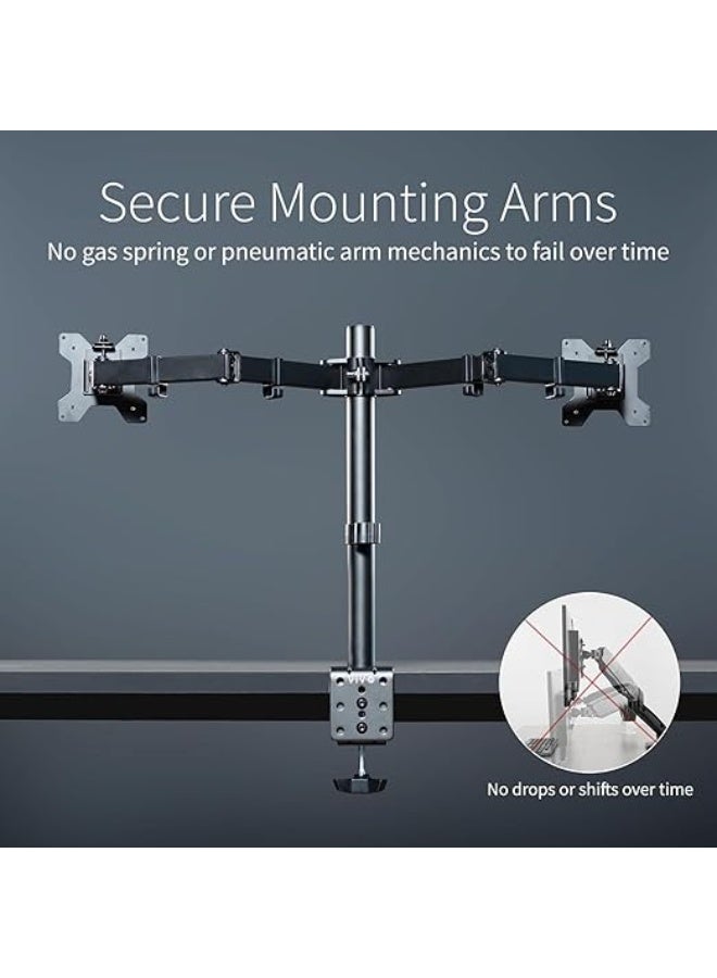 حامل شاشة Lucky Owl مزدوج الذراع قابل للتعديل للشاشات مقاس 17-32 بوصة، عالي التحمل مع دوران 360 درجة ودعم VESA 100x100 مم، أقصى حمولة 9 كجم - Image 3