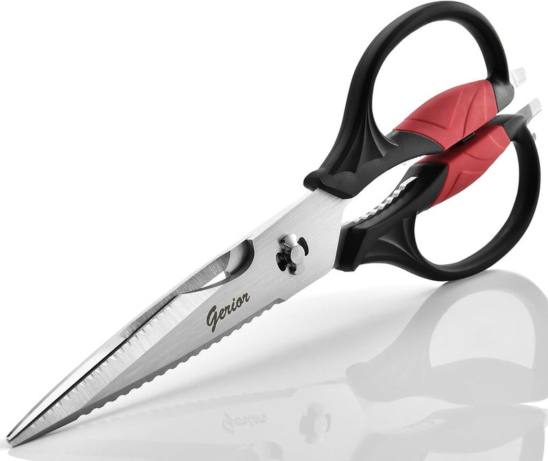 Gerior Kitchen Scissors - Heavy Duty Utility Come Apart Kitchen Shears for Chicken, Meat, Food, Vegetables - 9.25 Inch Long Black & Red - Image 1