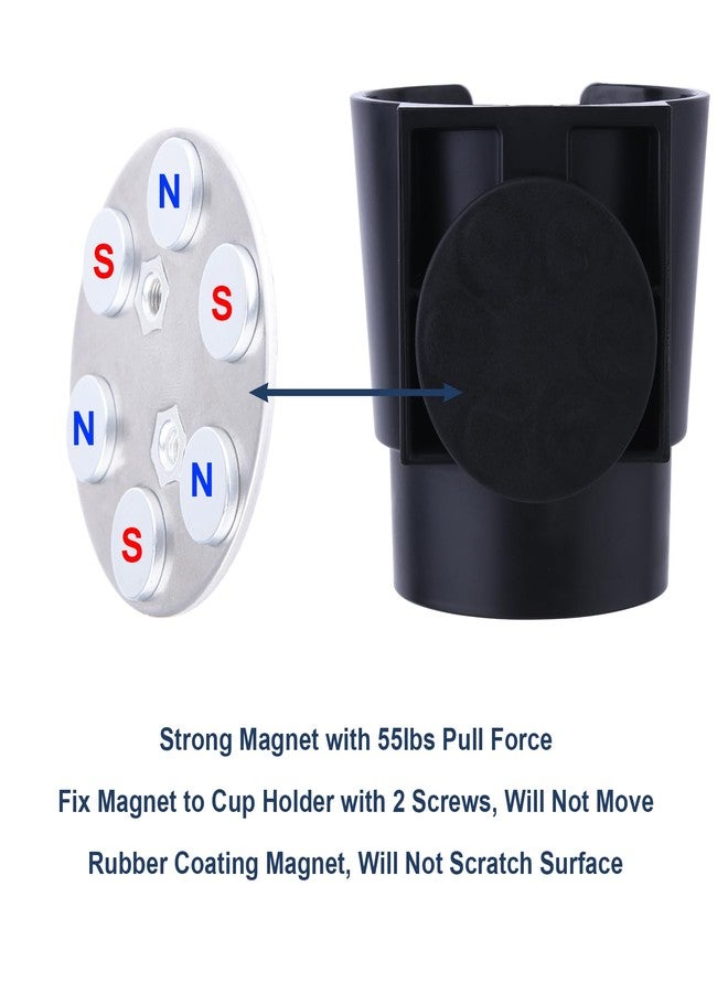 JAZBREY Universal Magnetic Cup Holder, Heavy Duty Plastic Drink Holder, Magnet Cup Holder for Bus Tractor Van RV, Vertical or Horizontal Mount, Fits Most Cup, Bottles, Cans, Tumblers, Black Pack of 1 - Image 3