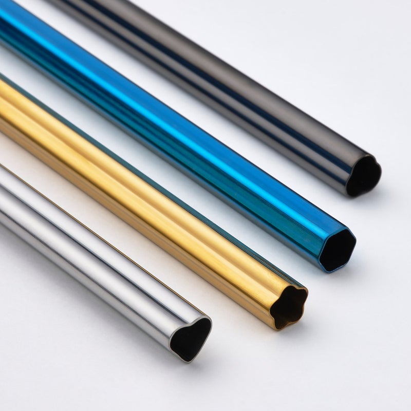 Baitique Reusable Stainless-Steel Straws with Cleaning Brush, Mixed Colours, Set of 5 - Image 3