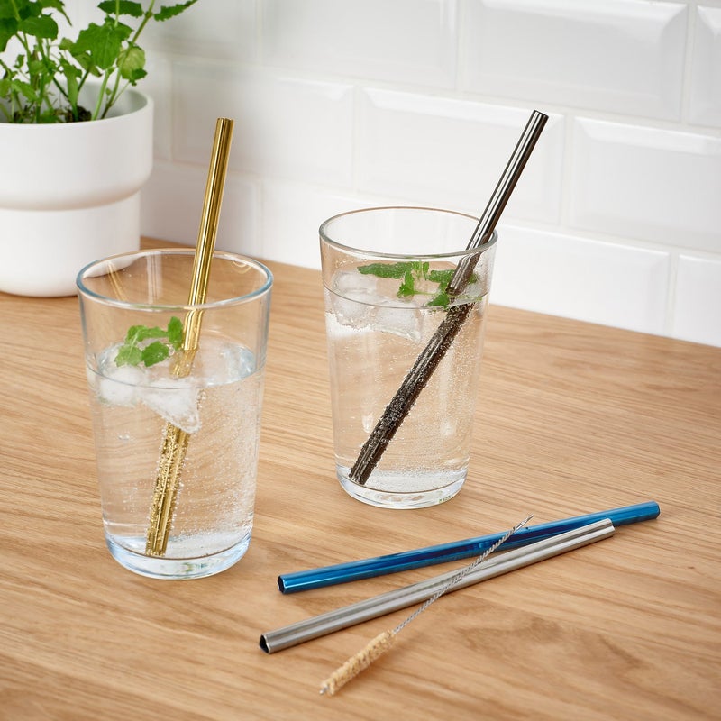 Baitique Reusable Stainless-Steel Straws with Cleaning Brush, Mixed Colours, Set of 5 - Image 4