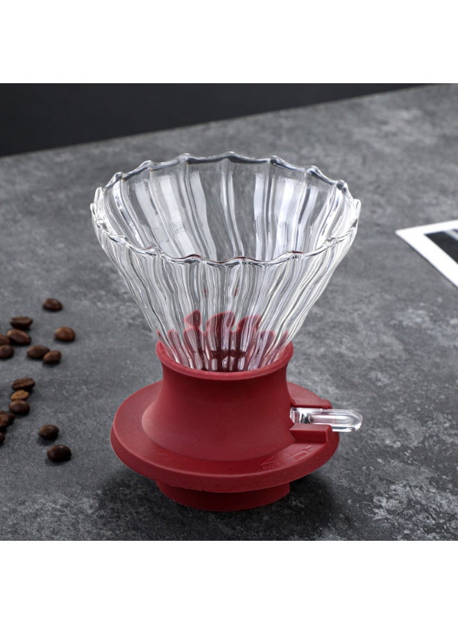 هومستر مفرق قهوة بالزليج الكبير من الزجاج، مقاعد السيليكون الحمراء لمنفذ القهوة، إكسسوار آلة تصفيق القهوة اليدوية للمنزل والكافيه - Image 2