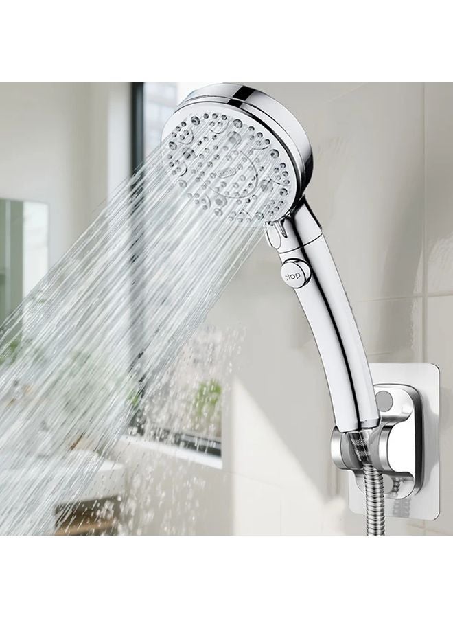 Round Shower Head Silvery Wall Bracket 1 5M 9 Water Flow Settings Handheld Combo - Image 2