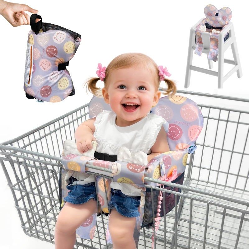LWWACSS Premium Baby Shopping Cart Cover & High Chair Seat Protector - Universal Fit for Grocery Carts, Restaurant Chairsï¼ŒRestaurant Seats, and Park Swings-Girl & Boyï¼ˆLittle Bearï¼‰ - Image 1