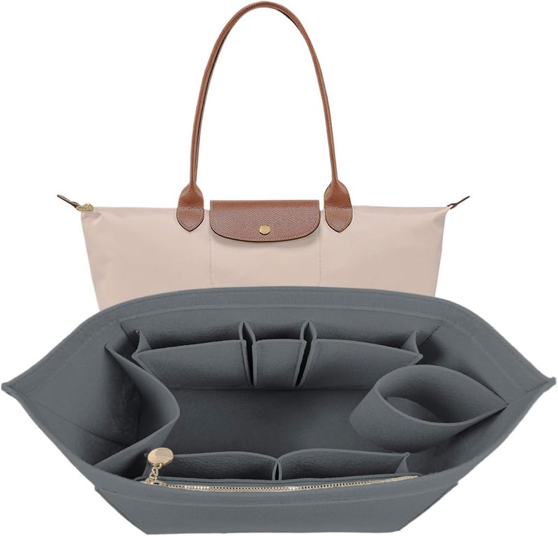 Lckaey منظّم محفظة Lckaey لـ Longchamp كبير محفظة لـ Longchamp Le Pliage إدراج منظّم 1012-25 رمادي - L - Image 1