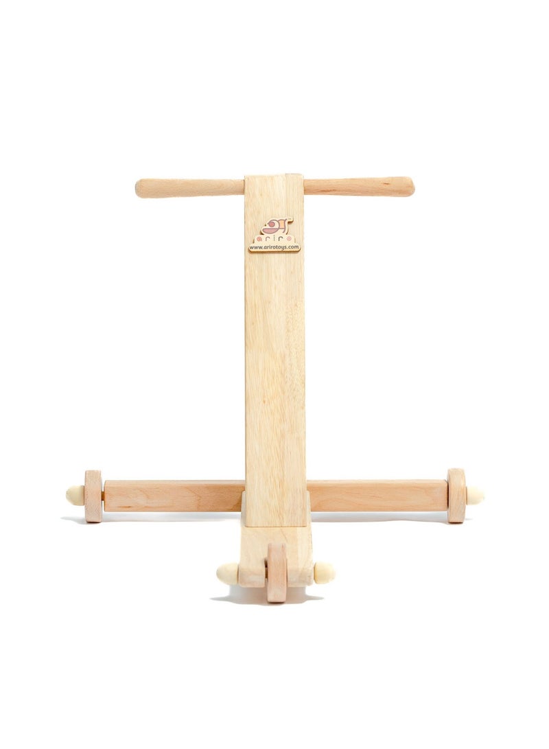 Ariro Traditional Push Wagon for Toddlers - Blue, Wooden Walker with Easy Grip Handle and Rubber Traction Wheels, 9M+ - Image 5