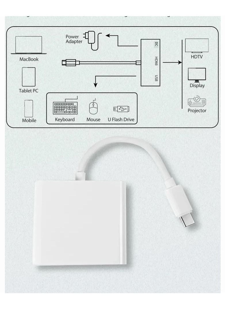 AIRSKY USB C HUB 5 In 1 - USB-C PD + HDMI + USB 3.0 X3