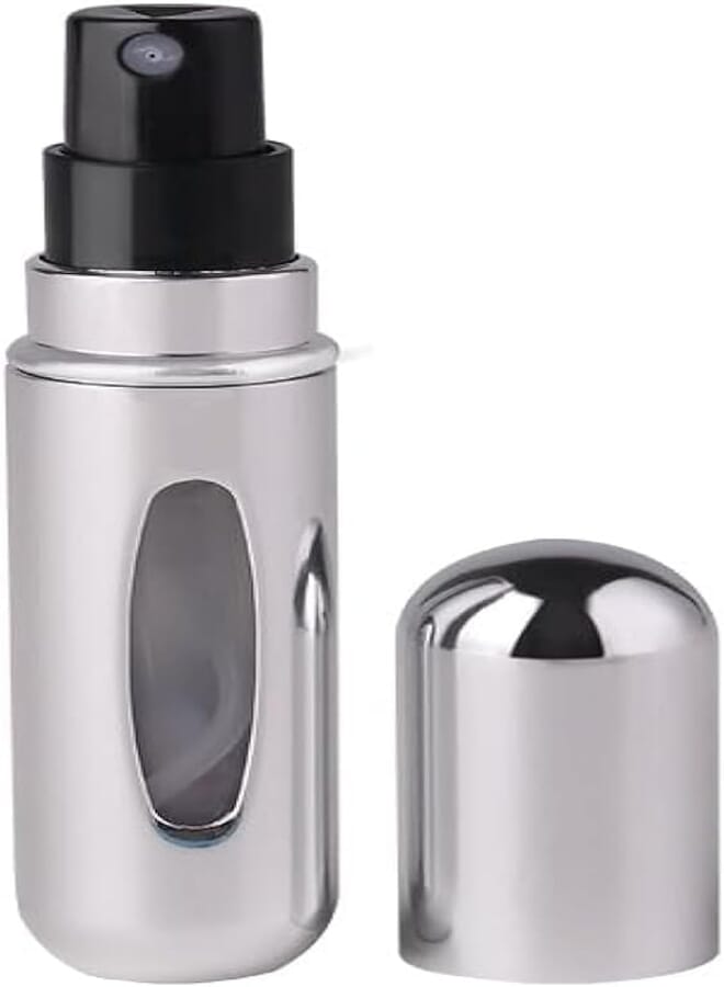 TINKLE Portable Mini Refillable Perfume, Aftershave Atomizer Empty Spray Bottle for Travel Purse (Silver)