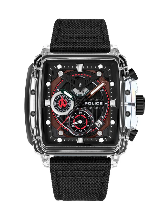 بوليس Clout Men's Quartz Multi-Function Watch with TR90 Case & Four Distinct Straps, 43mm