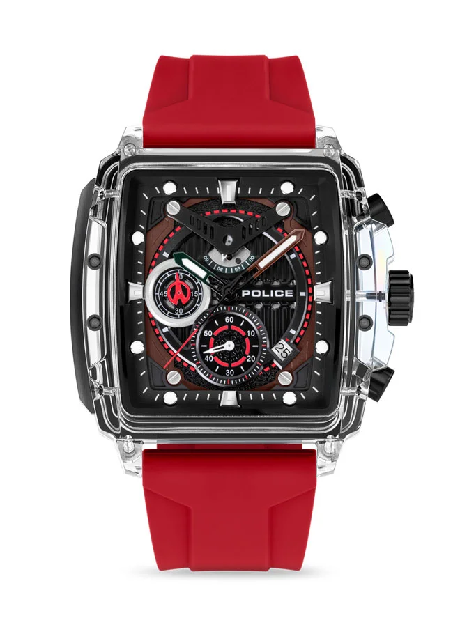 POLICE Men's Clout Men's Quartz Multi-Function Watch with TR90 Case & Four Distinct Straps, 43mm