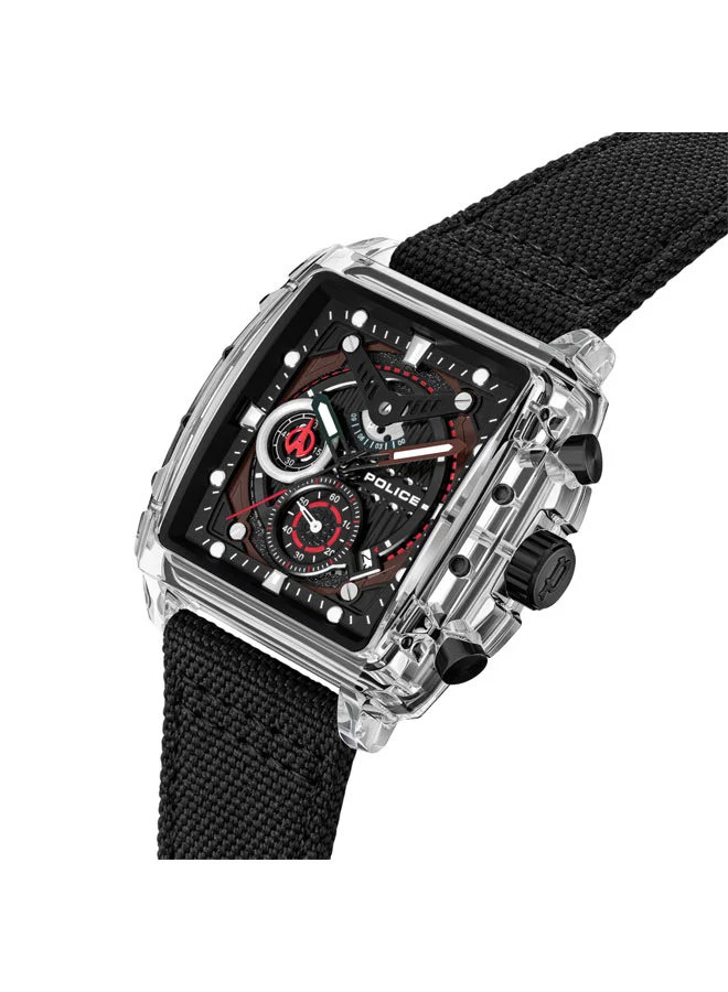 POLICE Men's Clout Men's Quartz Multi-Function Watch with TR90 Case & Four Distinct Straps, 43mm