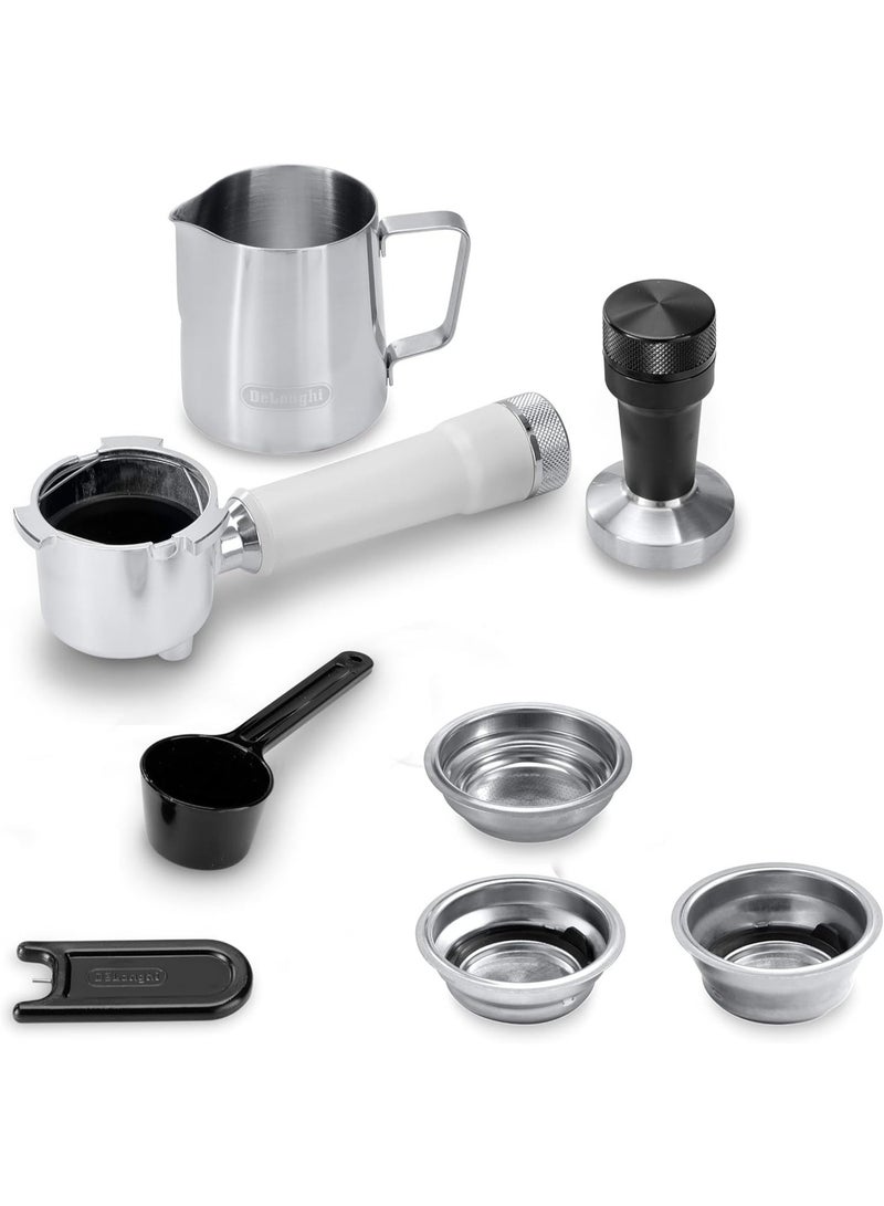 De'Longhi  - EC890.wh Barista Duo Dedica Coffee Machine with Pump, Espresso & Cold Brew – Manual Machine with Latte Art Steam Bar – Touchscreen – 1450W – white – EC890.PI 1 L 1450 W EC890.wh white - Image 2