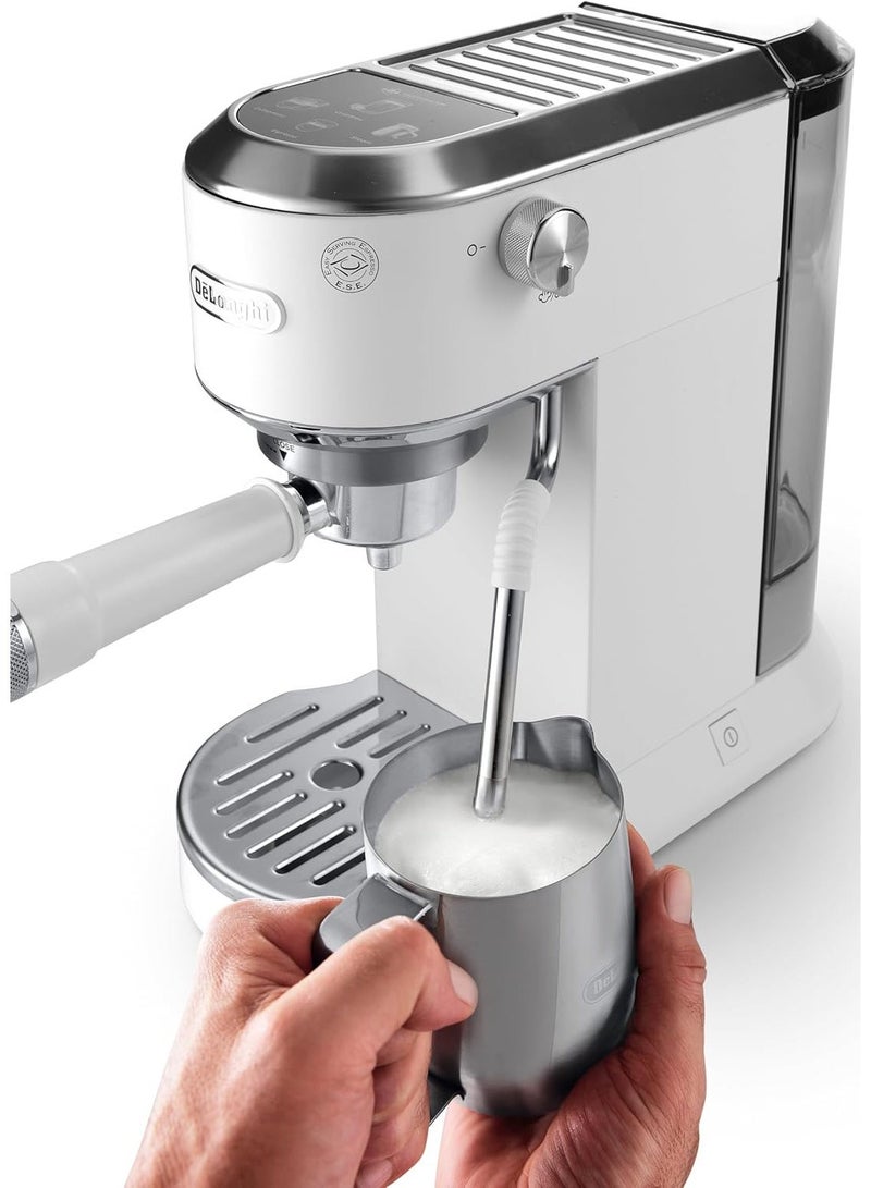 De'Longhi  - EC890.wh Barista Duo Dedica Coffee Machine with Pump, Espresso & Cold Brew – Manual Machine with Latte Art Steam Bar – Touchscreen – 1450W – white – EC890.PI 1 L 1450 W EC890.wh white - Image 4